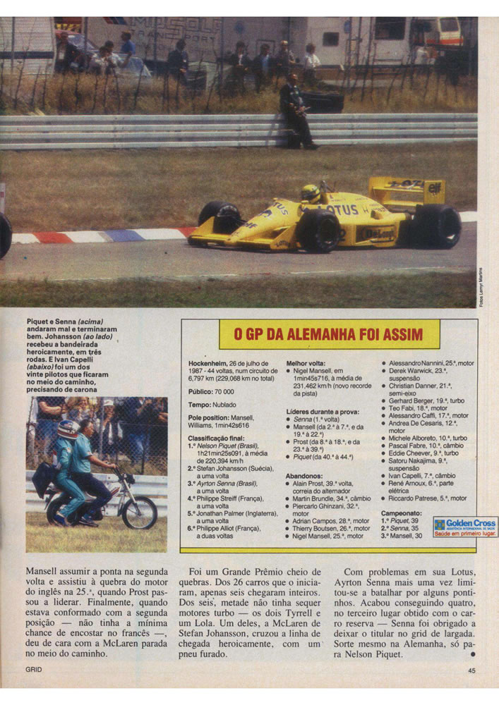 027 1987 Revista Placar Nз 915 B GRID PLACAR  Pagina 45