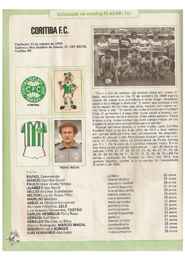 147 1987 Placar Album Copa Uniao 1987  Pagina 22