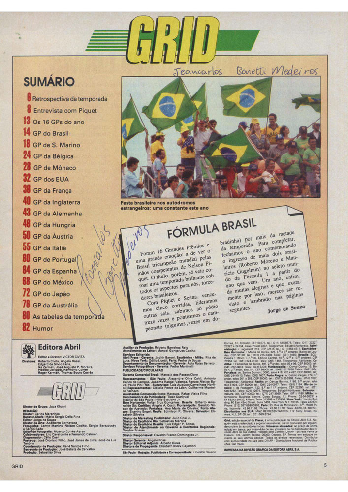 446 1987 Revista Placar Nз 915 B GRID PLACAR  Pagina 05
