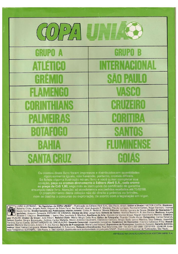 474 1987 Placar Album Copa Uniao 1987  Pagina 02