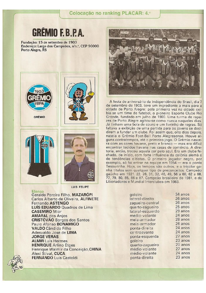 696 1987 Placar Album Copa Uniao 1987  Pagina 10