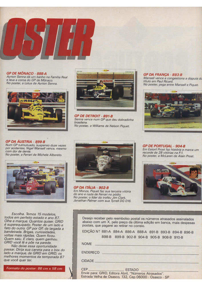 734 1987 Revista Placar Nз 915 B GRID PLACAR  Pagina 59