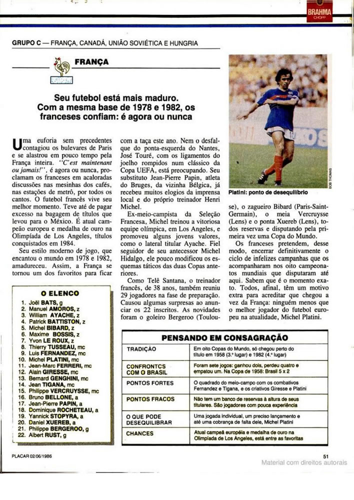 182 1986 Revista Placar N 836 020686 GUIA DA COPA DO MUNDO Pagina57