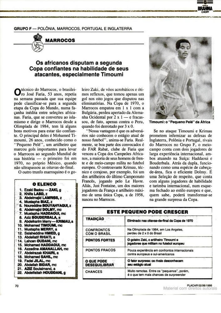 182 1986 Revista Placar N 836 020686 GUIA DA COPA DO MUNDO Pagina76