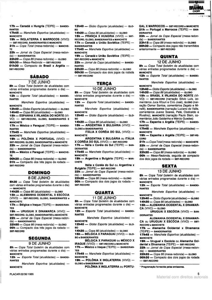 184 1986 Revista Placar N 836 020686 GUIA DA COPA DO MUNDO Pagina07