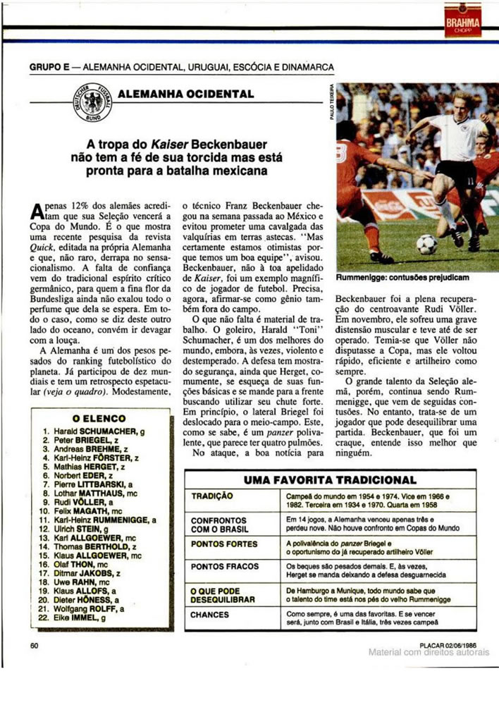 288 1986 Revista Placar N 836 020686 GUIA DA COPA DO MUNDO Pagina66