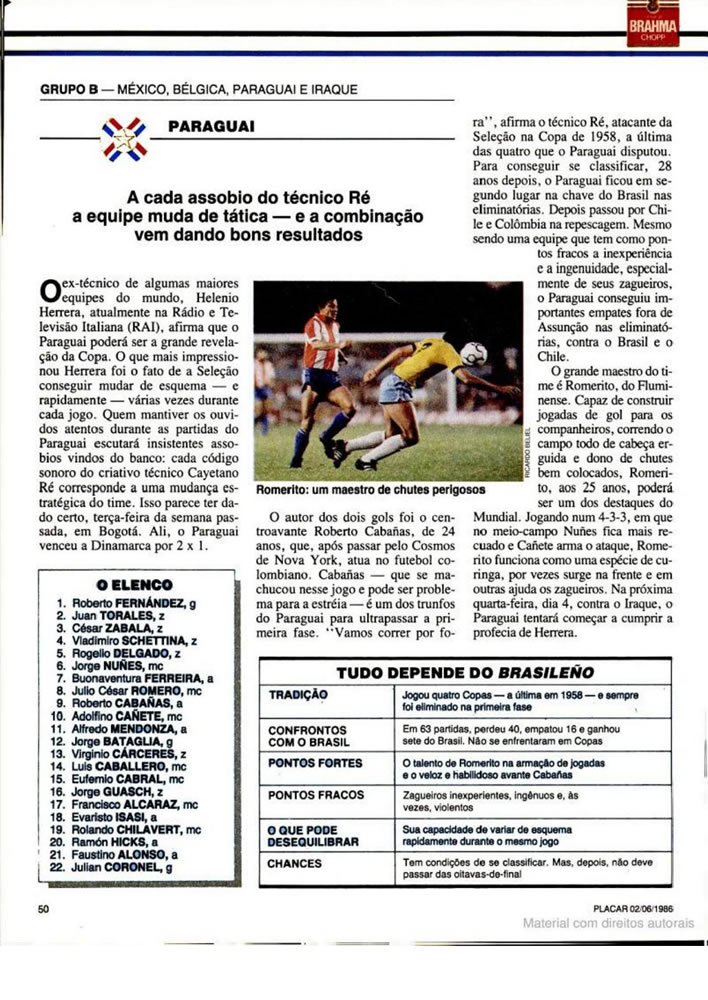 574 1986 Revista Placar N 836 020686 GUIA DA COPA DO MUNDO Pagina56