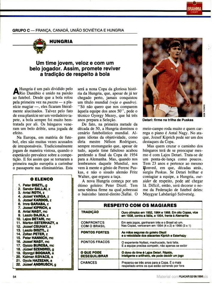 663 1986 Revista Placar N 836 020686 GUIA DA COPA DO MUNDO Pagina60