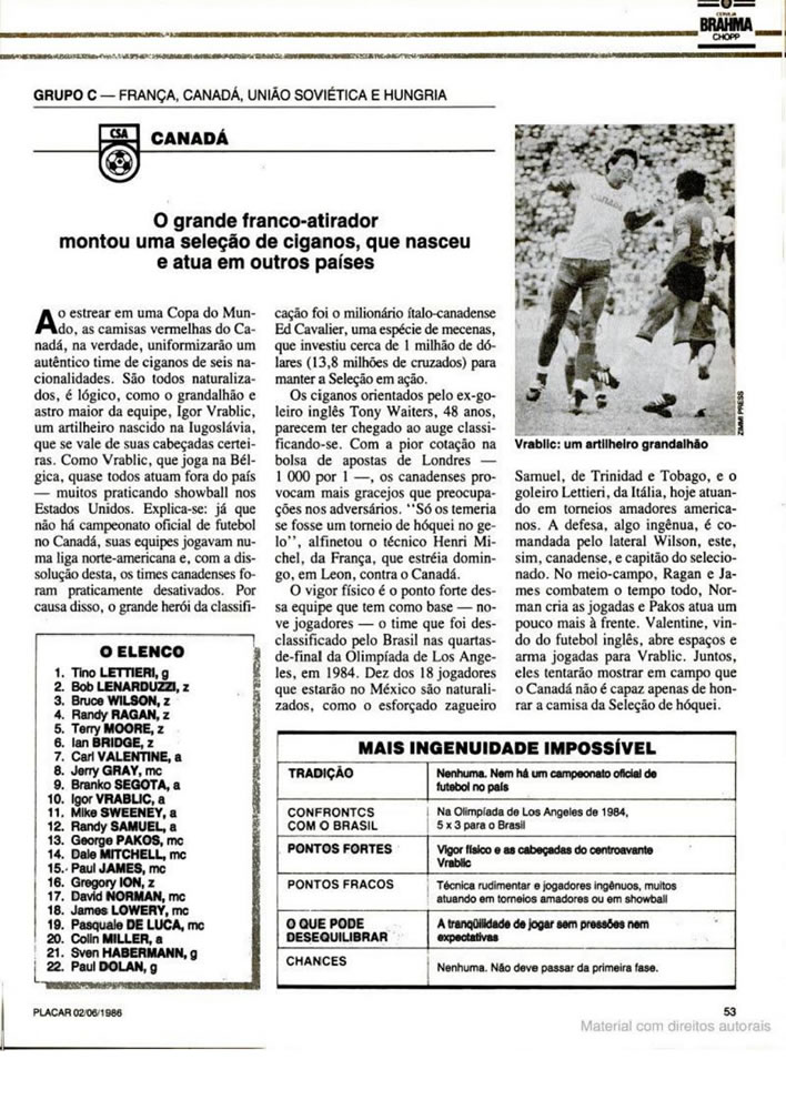 766 1986 Revista Placar N 836 020686 GUIA DA COPA DO MUNDO Pagina59