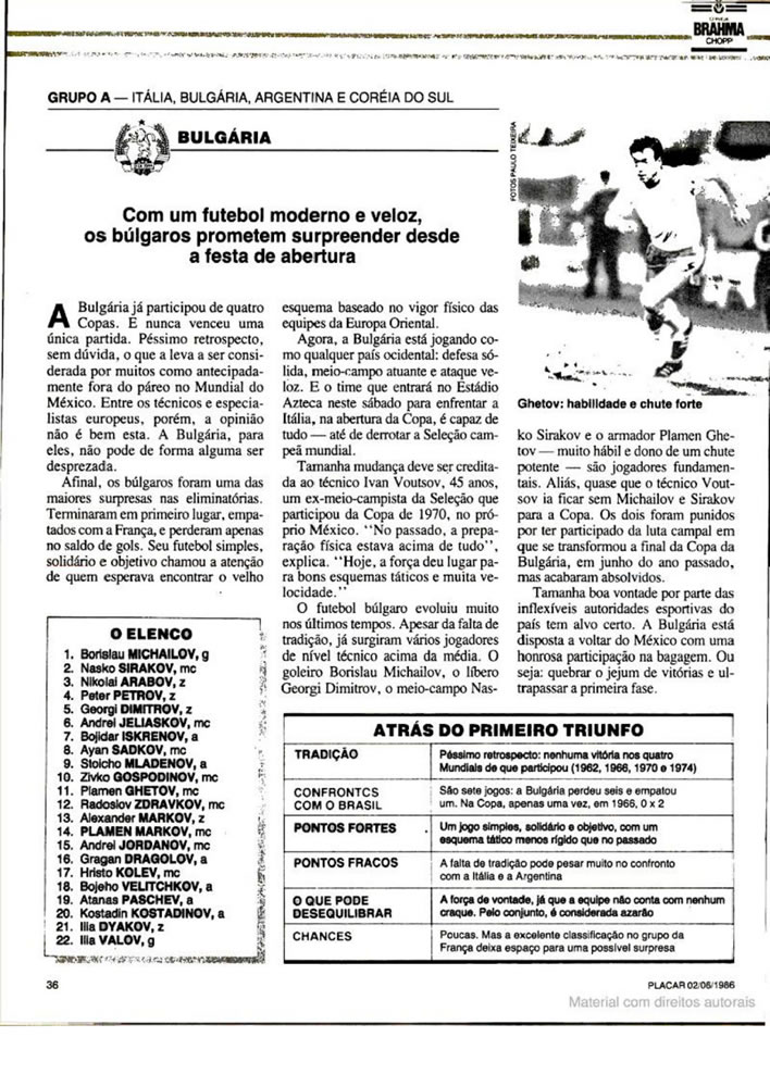 801 1986 Revista Placar N 836 020686 GUIA DA COPA DO MUNDO Pagina38