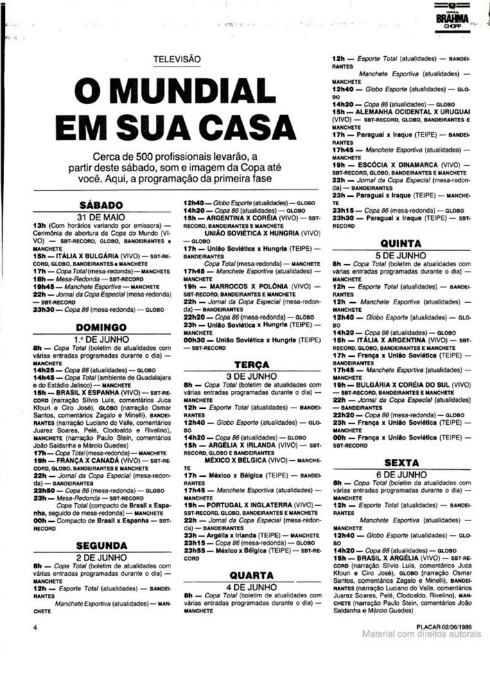 802 1986 Revista Placar N 836 020686 GUIA DA COPA DO MUNDO Pagina06