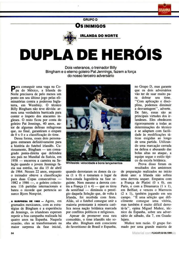 944 1986 Revista Placar N 836 020686 GUIA DA COPA DO MUNDO Pagina70
