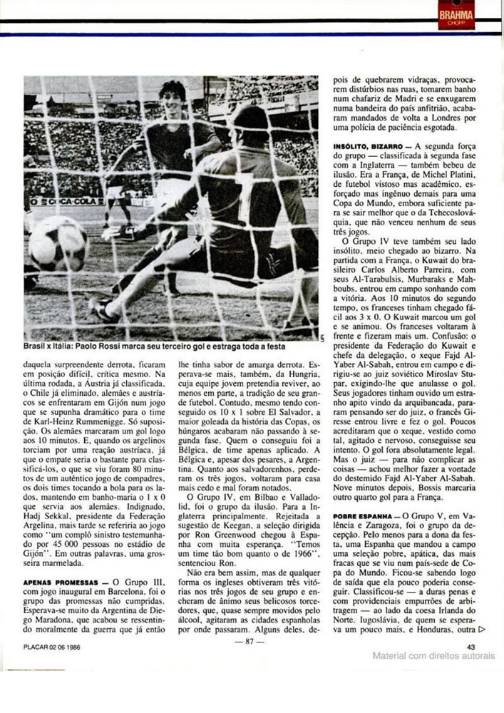 984 1986 Revista Placar N 836 020686 GUIA DA COPA DO MUNDO Pagina49